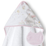 01227 - Capa de baño + babero. Elefante Blanca/Rosa