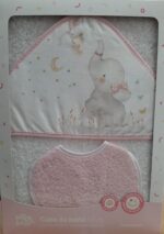 01227 - Capa de baño + babero. Elefante Blanca/Rosa - Imagen 2